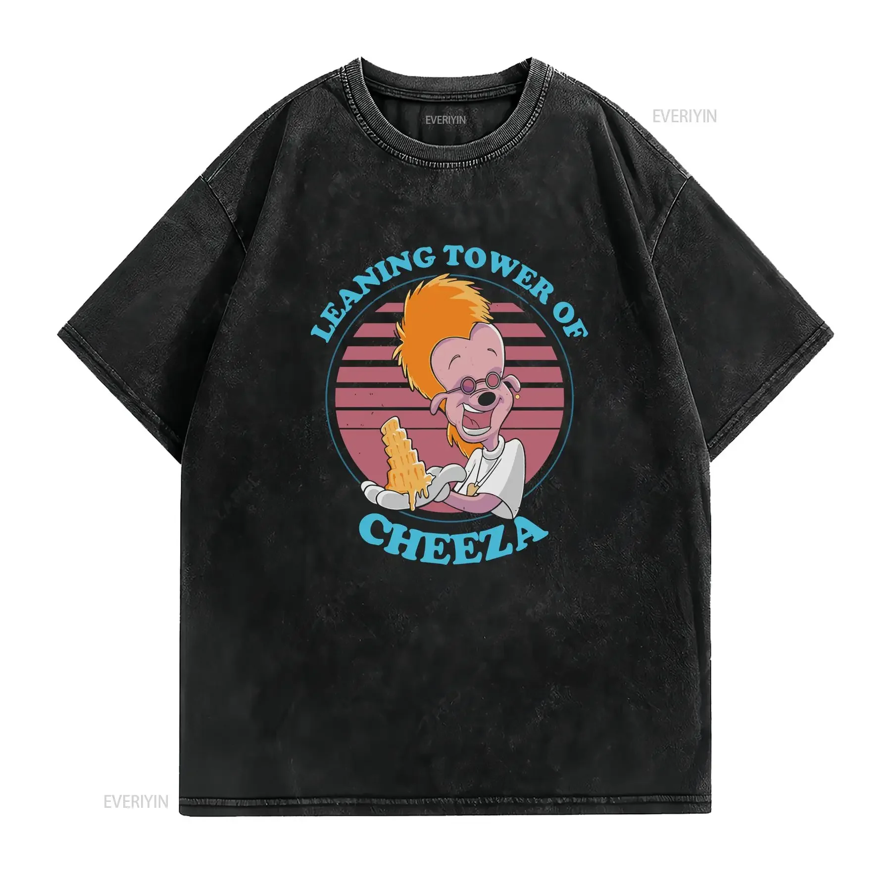 Retro The Leaning Tower Of Cheeza T shirt K711 vintage Washed Stylish Breathable Comfortable Top For Everyday Wear fashion