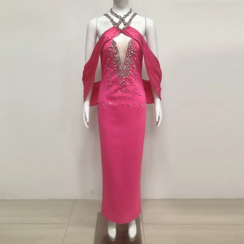 مثير خارج الكتف الخامس الرقبة ضمادة فساتين حفلات المشاهير للنساء 2025 صيف جديد موضة فاخرة فستان سهرة الحفر الساخن