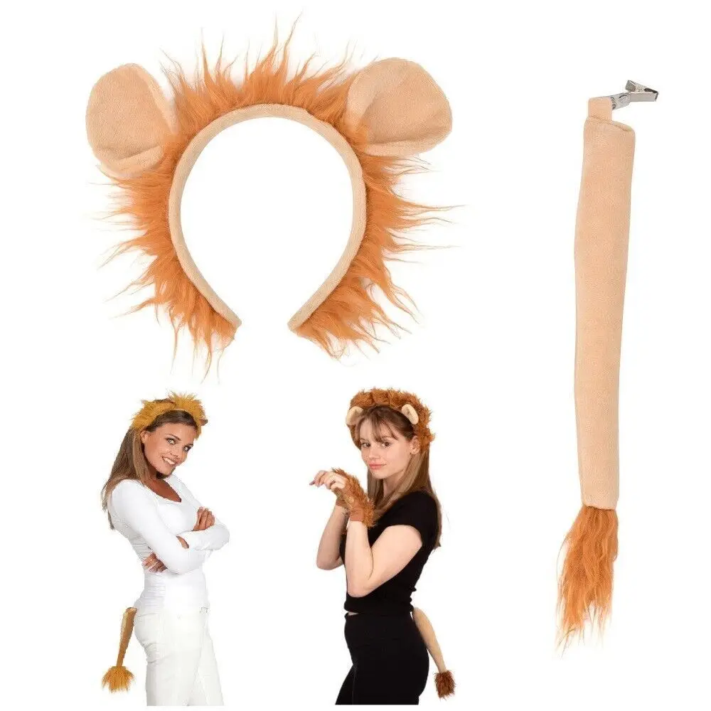 

Kids Show Animal Costume Carnival Lion Headband Set Cosplsy Costume with Ears and Tail Headband