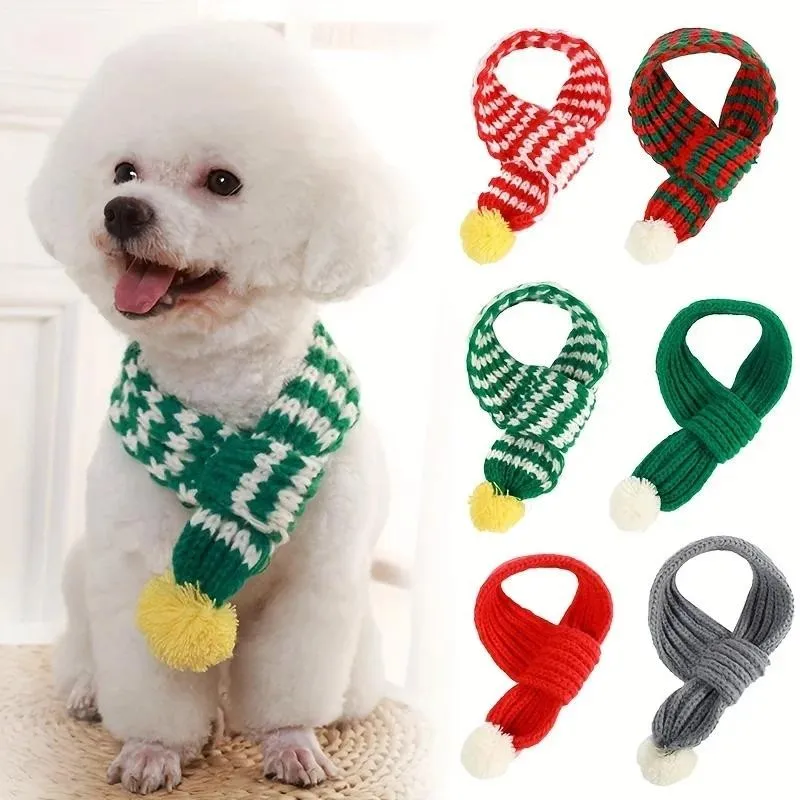 Winter Warm Gestrickte Haustier Schal Weihnachten Hund Schal Kragen Neue Jahr Haustier Schal Für Kleine Mittelgroße Hund Teddy Chihuahua Hund Zubehör