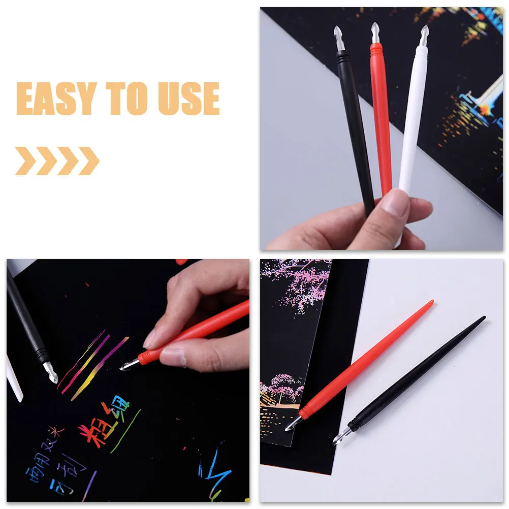12Pcs Metal Tip Scratch Stylus for Scratch Board Precise Control Design Comfortable Handle for Family Fun