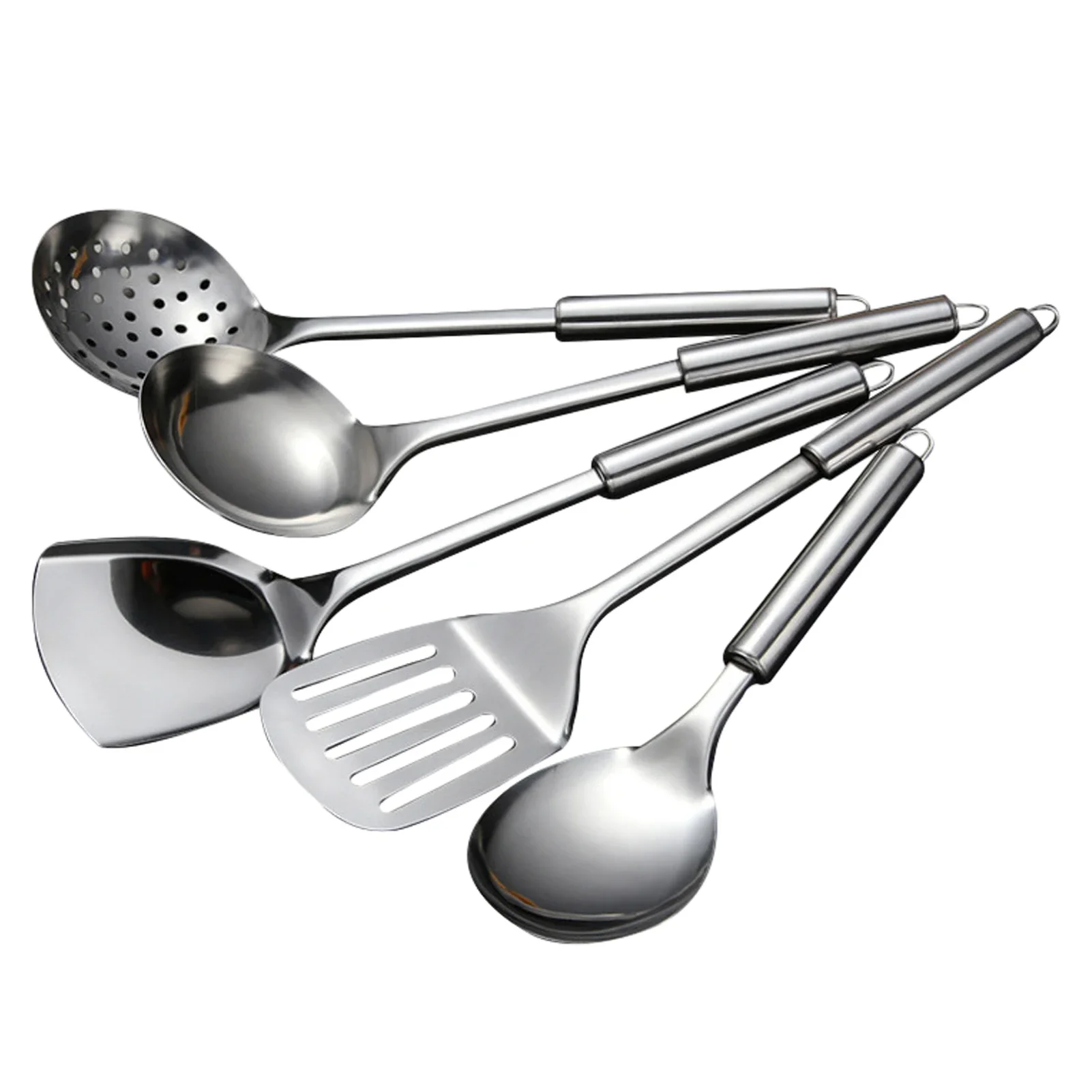

5Pcs Stainless Steel Kitchen Utensil Set, Silver Spoons & Spatulas, Cooking Tools