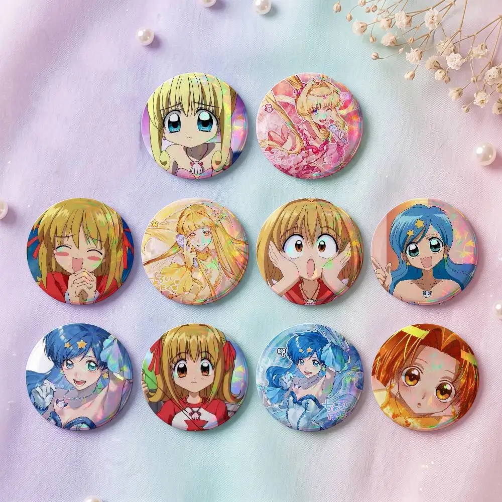 Mermaid Melody Pichi Pichi Pitch Badges Button Round Creative Pin Brooch Badge Bag Decor Accessories Fans Collect Friends Gifts