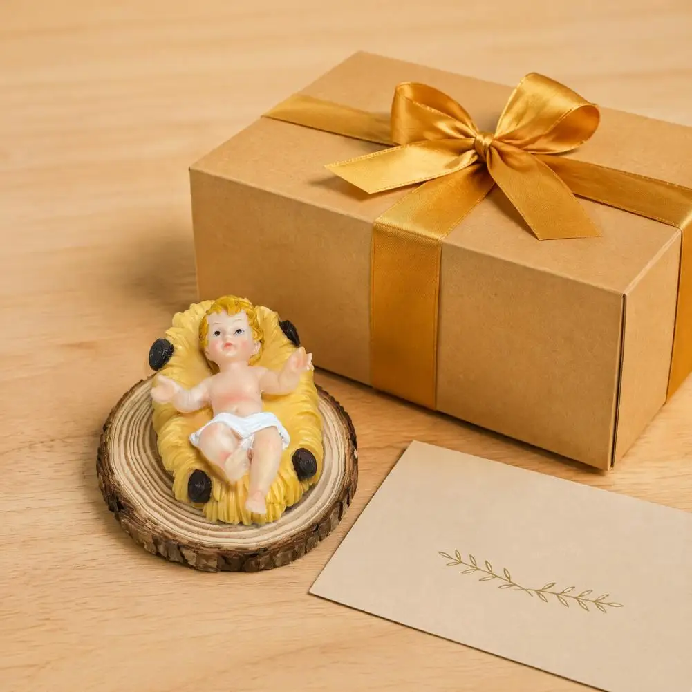 Nativity Scene Figurines Resin Holy Family Decor Hand-painted Baby Jesus Manger Statue Small Nativity Figurines for Easter