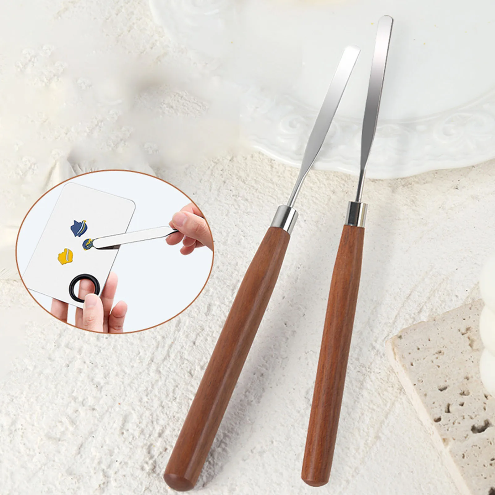 Make-up Nail Art Mixing Spatula Ergonomic Wood Handle Portable Reusable Stick for Lady Beauty Nail Makeup