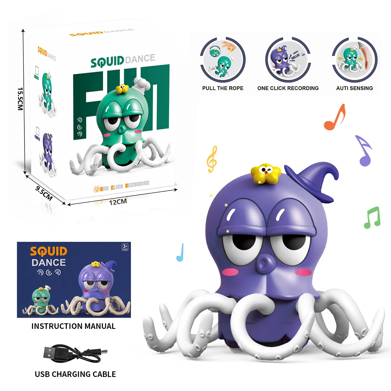 Kids electric magic dancing octopus sensor automatic obstacle avoidance squid octopus can dance decompression educational toy view 6
