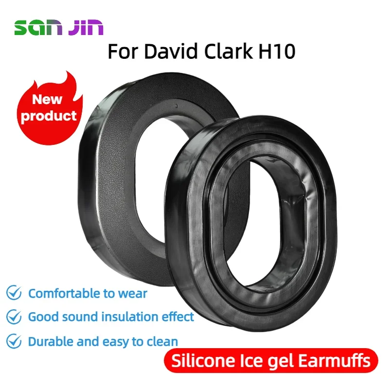 

SANJIN New Arrivals Replacement Silicone Ice gel Earpads for David Clark H10 Headset Comfortable/Durable to Wear