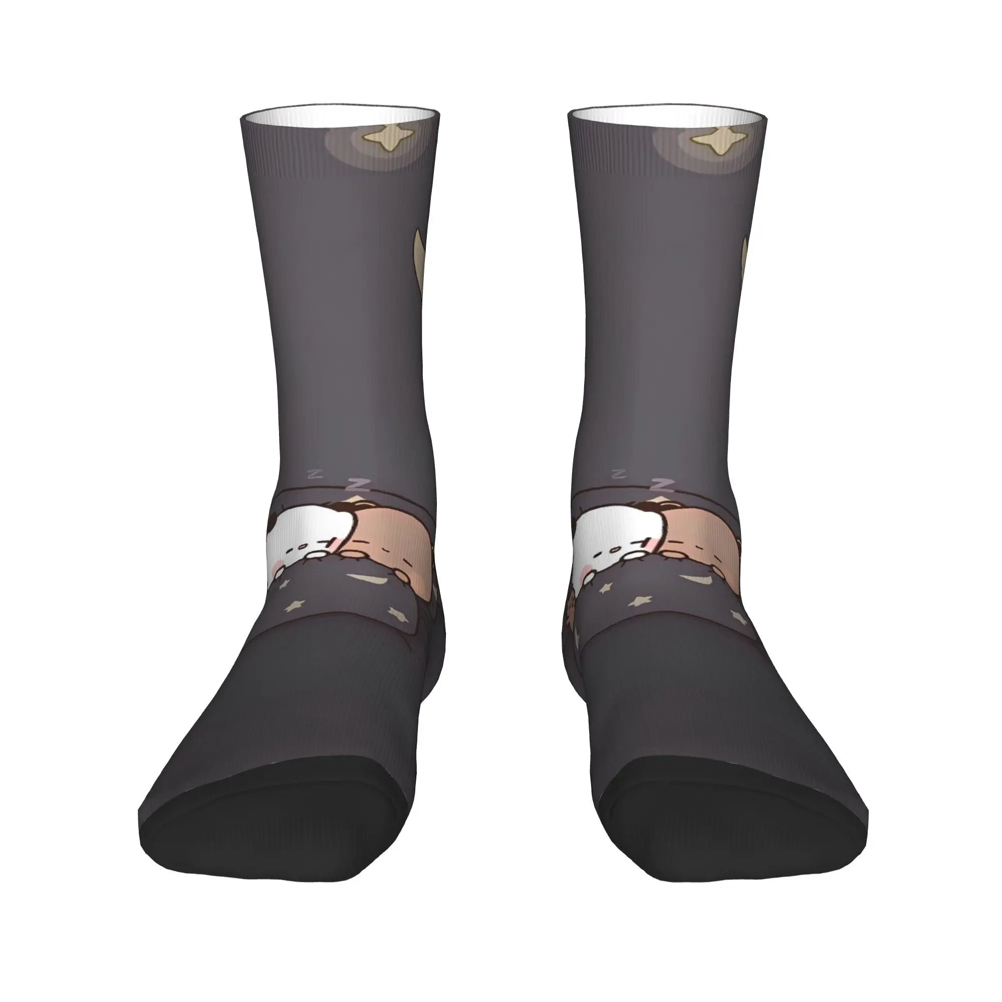 Cute Bubu Dudu Cartoon Print Bear and Pa Socks Stockings Autumn Anti-Slip Adults Men Socks Breathable Pattern Running Socks view 2