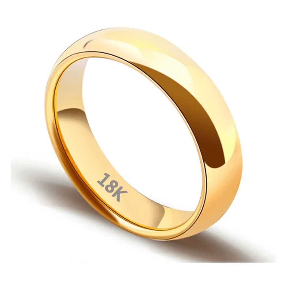 4mm 18K Gold-Plated Stainless Steel Ring Silver Color Anillos Mujer Couple Wedding Ring Bague Femme Acier Inoxydable Bague