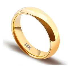 18K Gold-Plated Stainless Steel Ring Silver Color Anillos Mujer Couple Wedding Ring Bague Femme Acier Inoxydable Bague 4mm