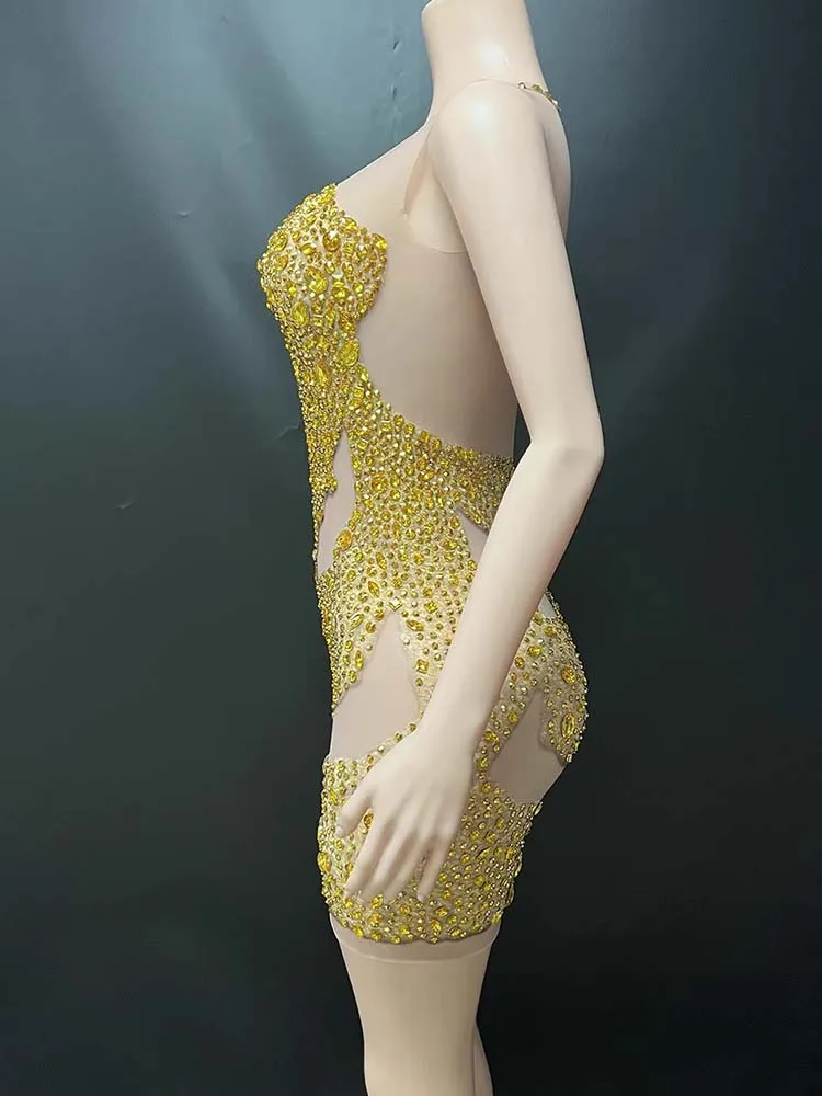 High Quality Rhinestone Elastic Vest Dress 2025 New Fashion Custom Women'S Clothing