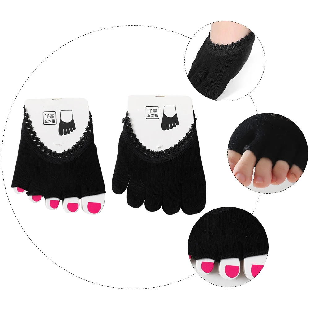 

2pcs 2 Pairs Women Five-Toe Full Finger Half Palm Soft Lace Sole Pad Breathable Invisible Forefoot For High Heels Anti-Wear Half