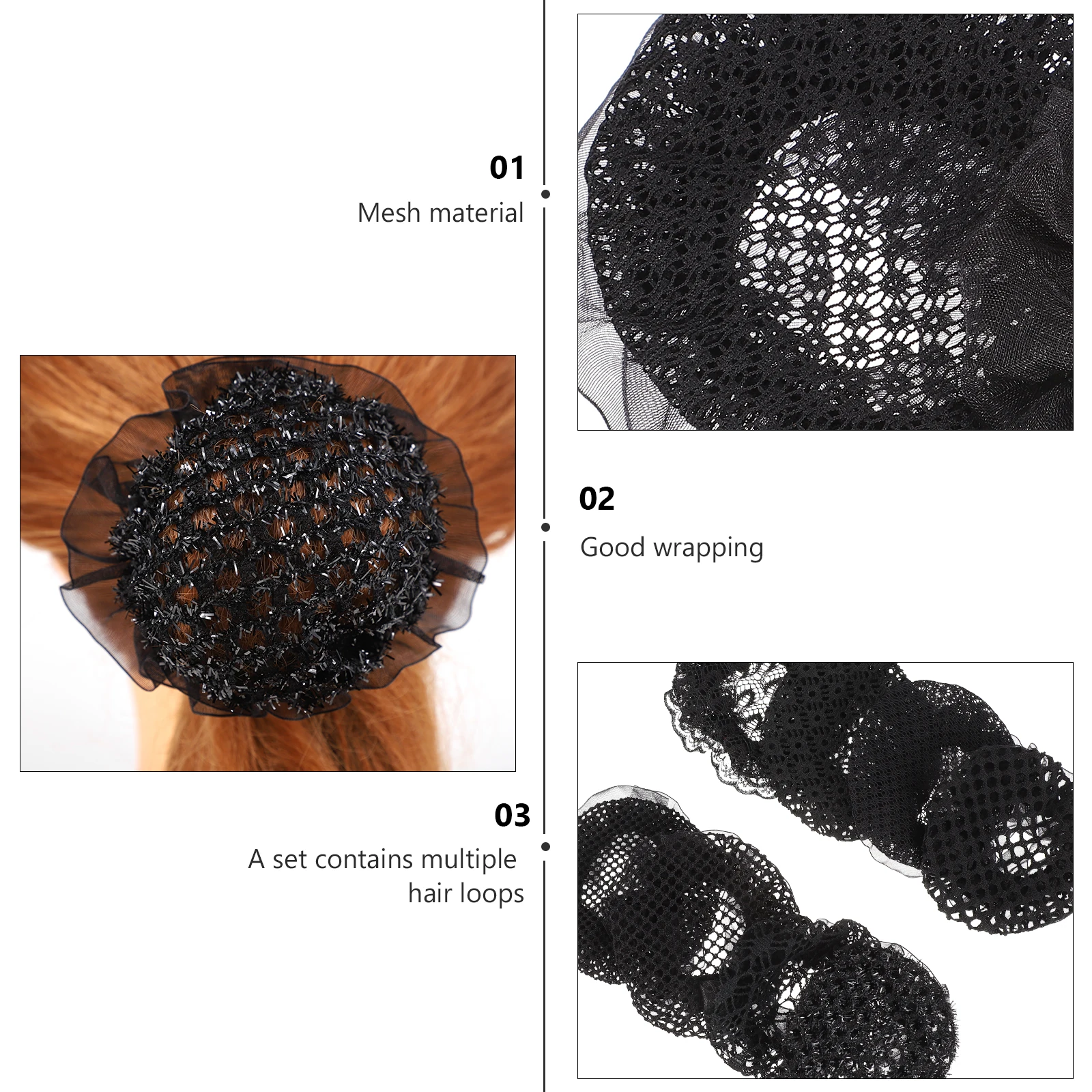 

8pcs Hair Net Elastic Band Hairnets for Women Girls Dancer Bun Holder Invisible Reusable Snood Durable Formal Classy Accessory