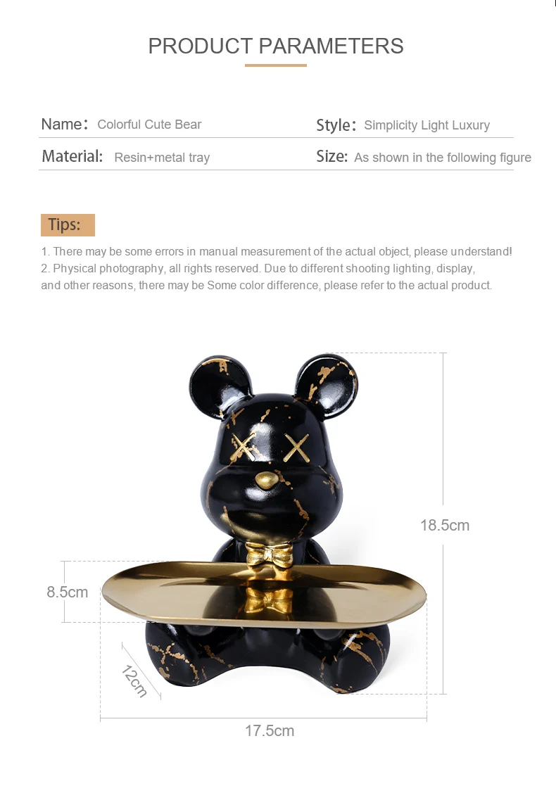 Bunte Bärenstatuen und Skulpturen Butler Figur Ornamente Innen Nordic Dekorative Zimmer Tischdekoration Harz Handwerk Geschenk – Detail 18