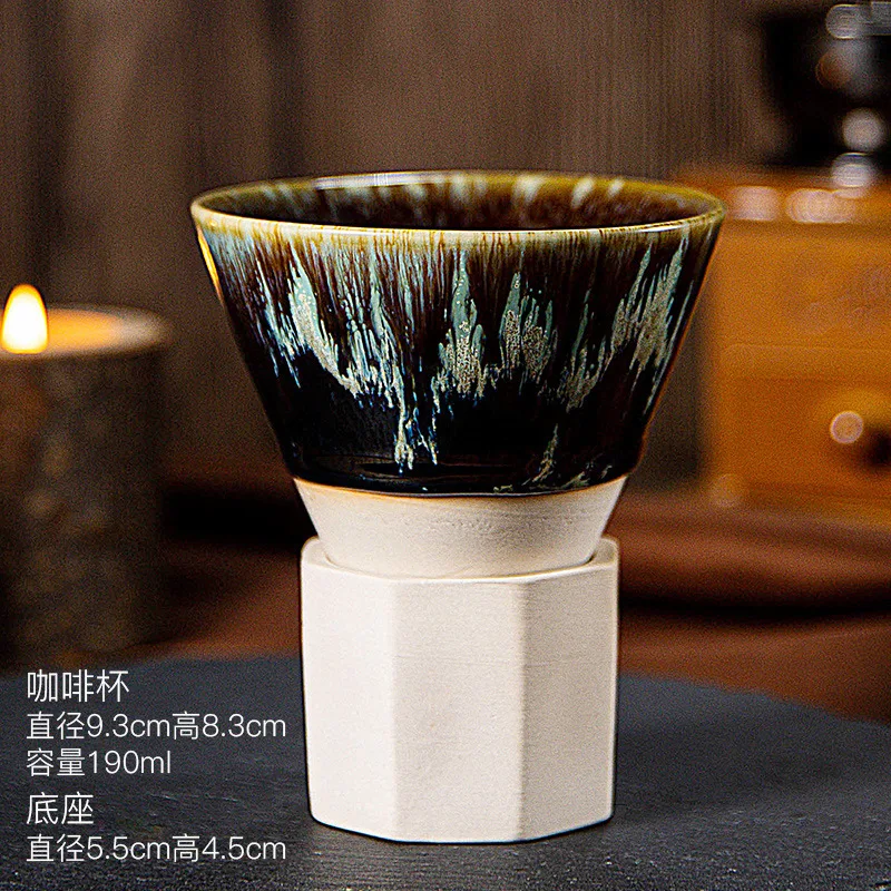 HomeMiddle Eastern style ceramic espresso cup creative handmade kiln-changing tea cup with base stone pottery personal water cup