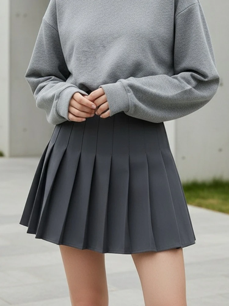 

Летние мини-юбки 2026 года с высокой талией на молнии для девочек, белые плиссированные женские юбки, черные модные студенческие юбки А-силуэта (Faldas)