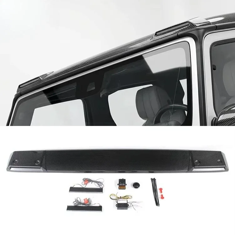 Top Wing Carbon Fiber Car Automotive Parts for G Class W464 W465 G350 G400 G500 B Style Front Roof LED Spoiler 5