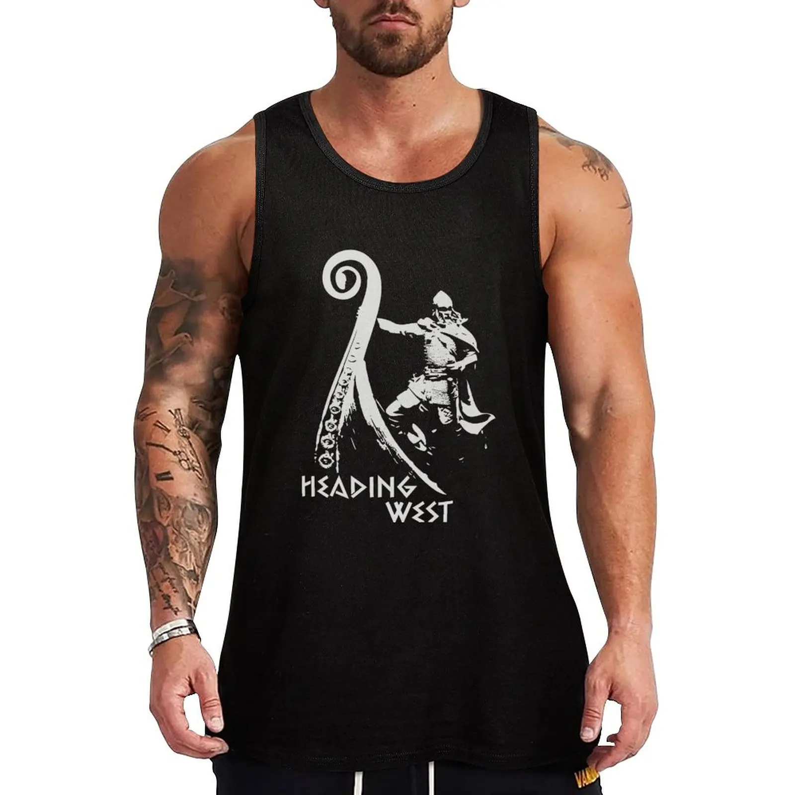 Heading West Tank Top Workout Gear Tank Top Sleeveless Gym Fitness Shirt