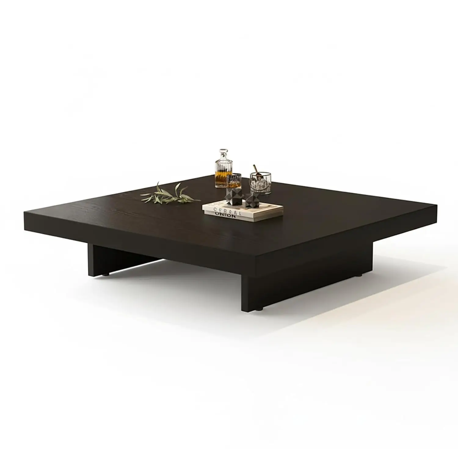 

Square Coffee Table Wood 2" Top Tray Minimalist Living Room 31.5" 39.4", Customized