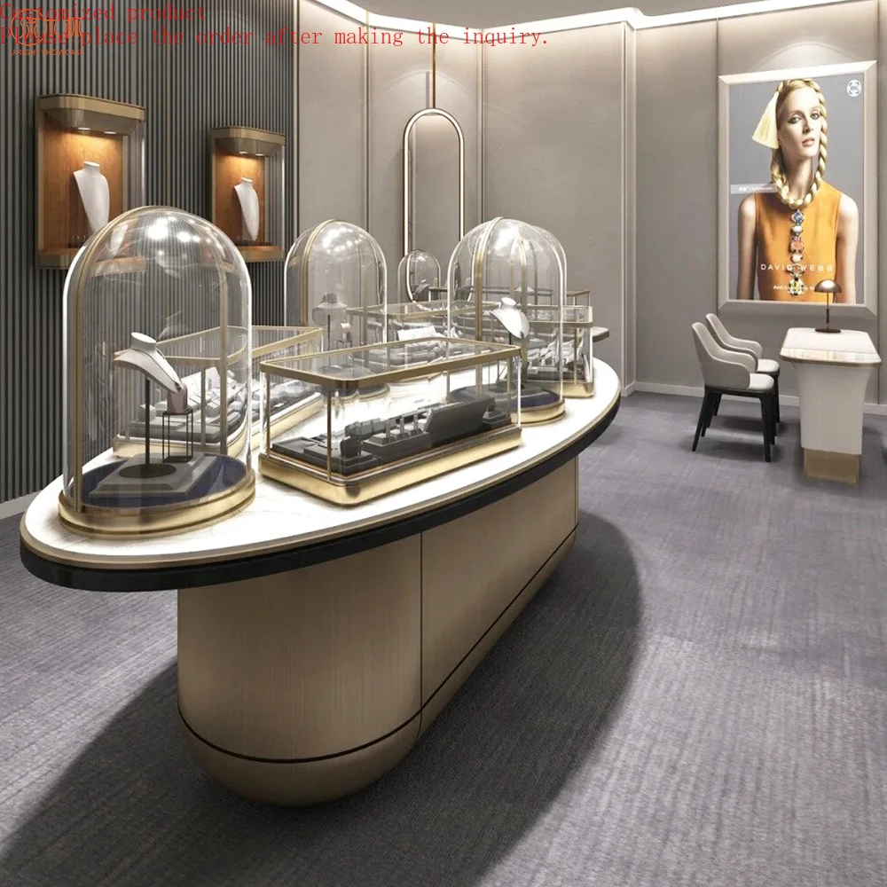 

Luxury Stainless Steel Jewellery Showcase Display Custom Jewelry Shop Decoration Design Factory