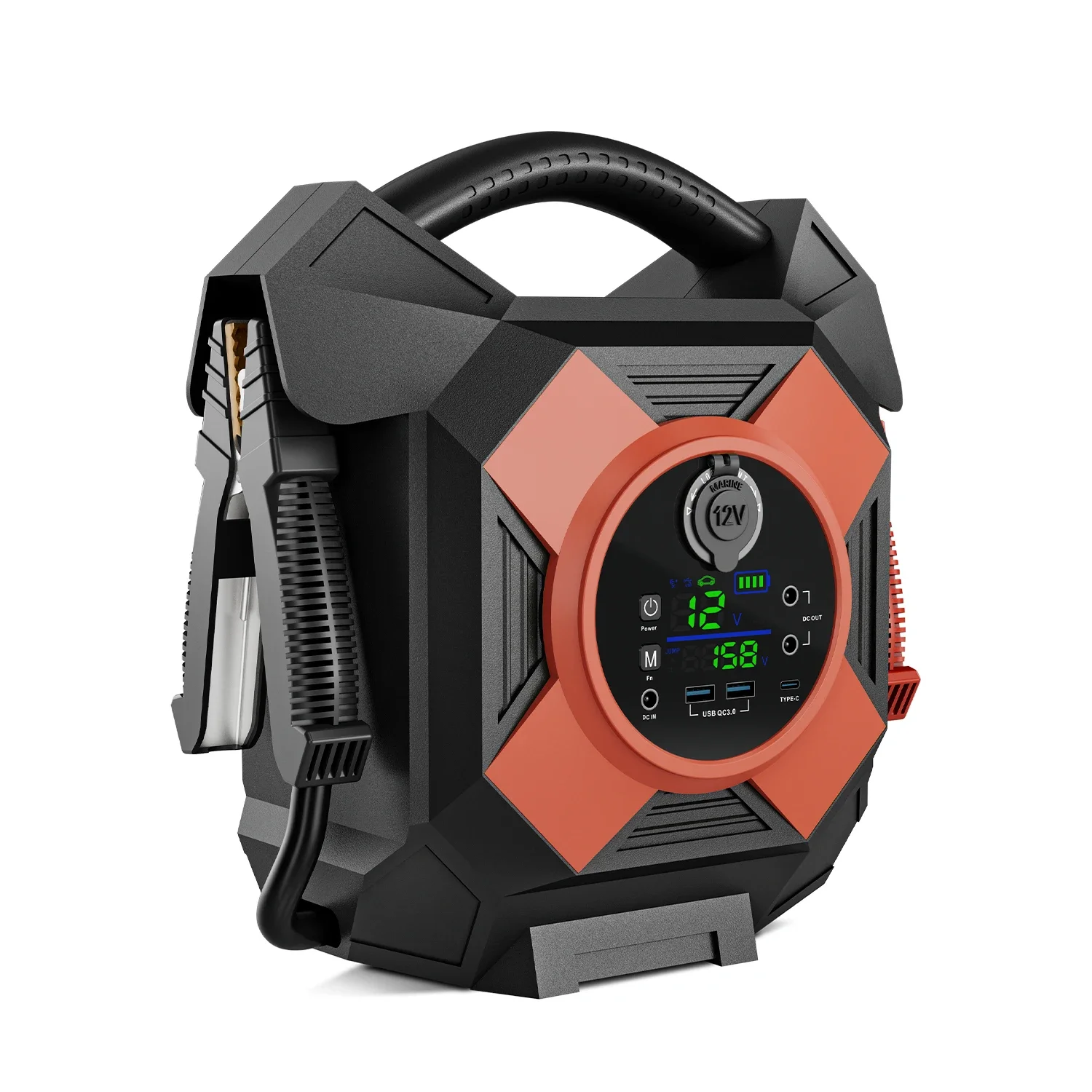 

64000mAh Battery Booster Jump Starter 30000A Peak Power Type C Output QC18W USB And Dual 12V10A Ports For Heavy Duty Use