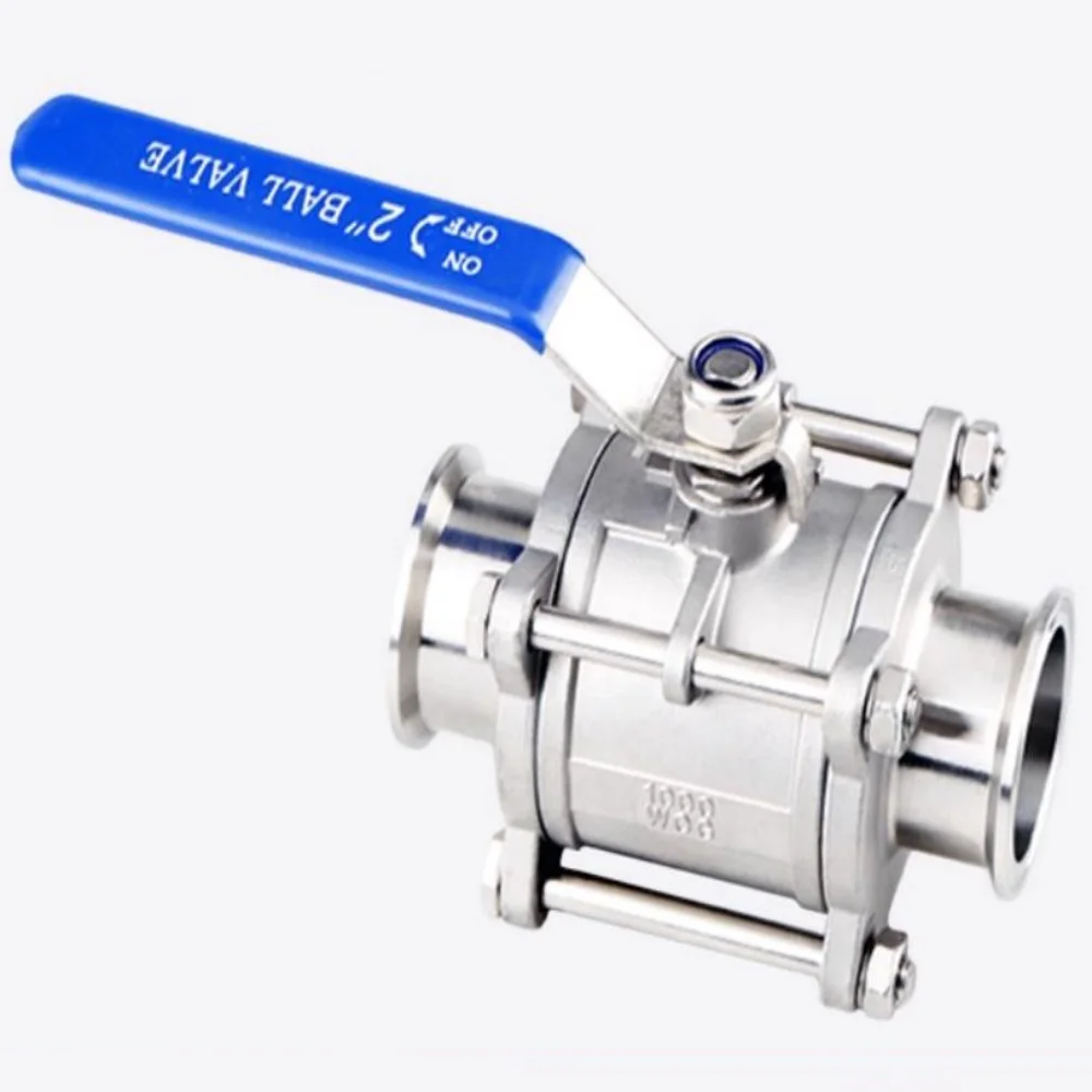 Clamp DN40 DN50 OD64mm Three Piece Quick Installation Ball Valve Q81F-16P Manual Hygiene Grade 3pc Connect Pipeline Valve