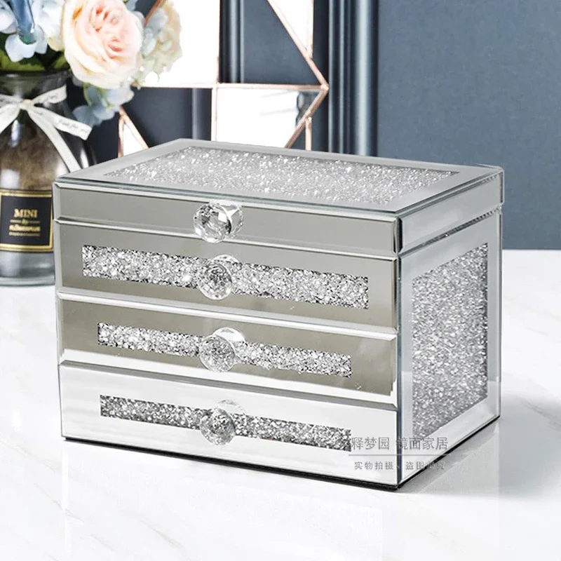 

European jewelry box, high-end exquisite desktop light luxury jewelry storage box, wedding gift for girlfriends D1118