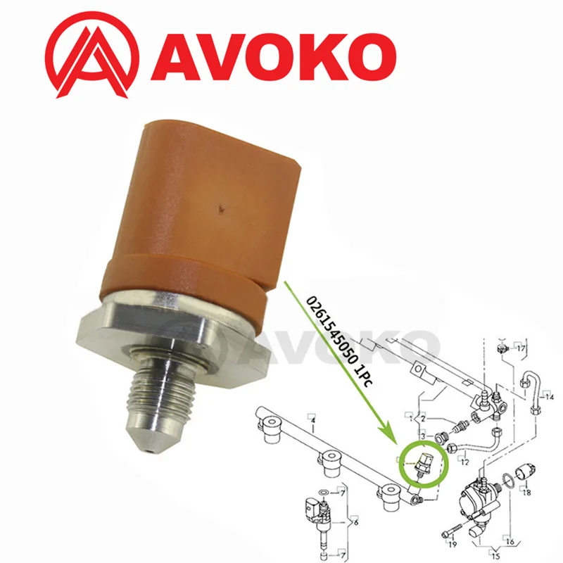 

Fuel Rail High Pressure Sensor For Audi A1 A3 A4 A5 Quattro A6 A7 A8 Q5 R8 TT 1.4 1.8 2.0 2.5 TFSI TTS RS 0261545050 06J906051D