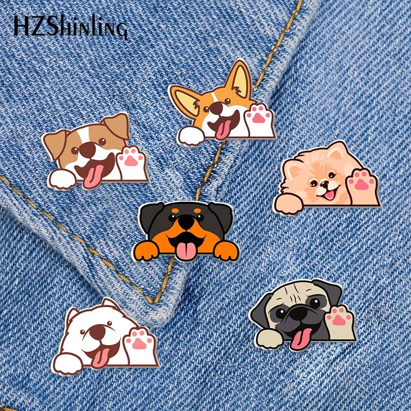 2023 New Bulldog Rottweiler Samoyed Acrylic Lapel Pin Cute Dog Paw Epoxy Butterfly Clasp Pin Handmade Butterfly Brooch