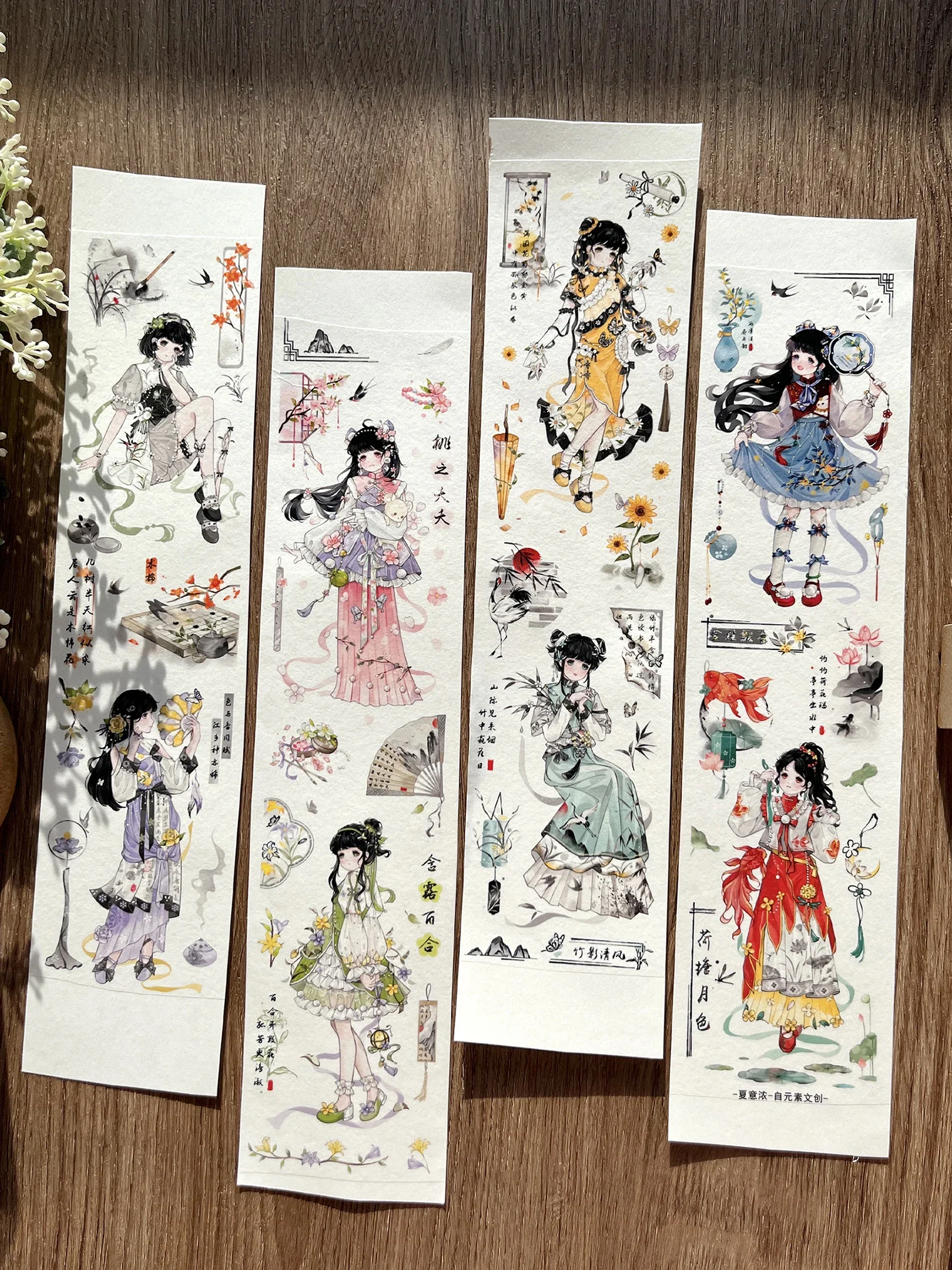 

Cute Ancient Chinese Girl Washi Tape PET Retro Cartoon Character Journal DIY Decorative Sticker Xia Yinong