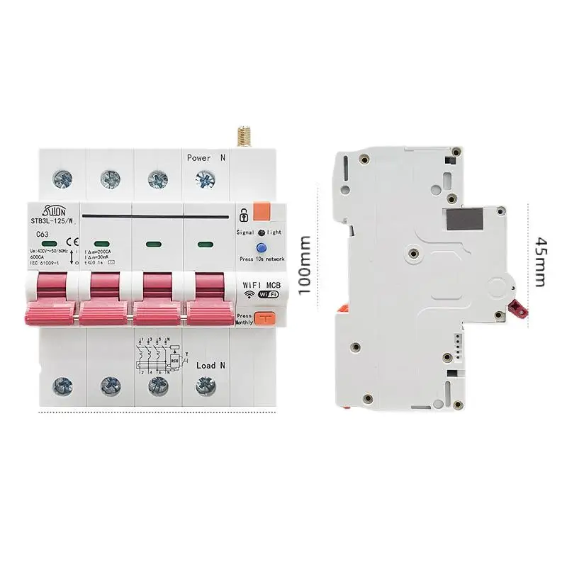 

Ewelink беспроводной умный RCBO Wi-Fi автоматический выключатель таймер дистанционное управление 4P защита от короткого замыкания бытовая мощность