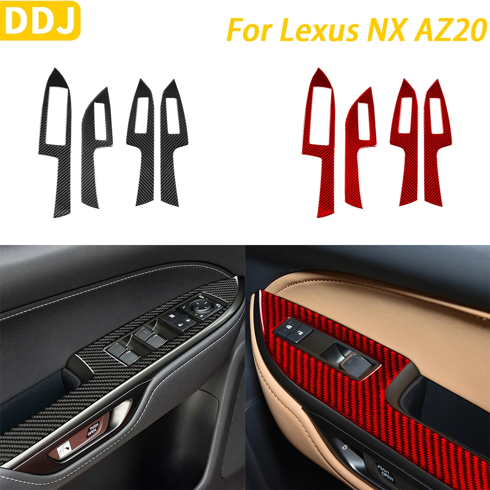 

For Lexus NX AZ20 250 350H 450H 2022-2024 Accessories Real Carbon Fiber Window Lift Switch Panel Cover Trim Car Interior Sticker