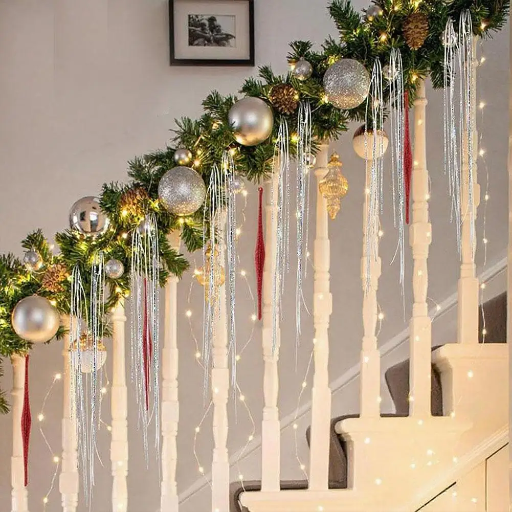 5000 Stränge Eiszapfen Schillerndes Lametta Folie Fransengirlande für Weihnachten Weihnachtsbaum Abschlussfeier Zubehör Urlaubsdekoration – Detail 17