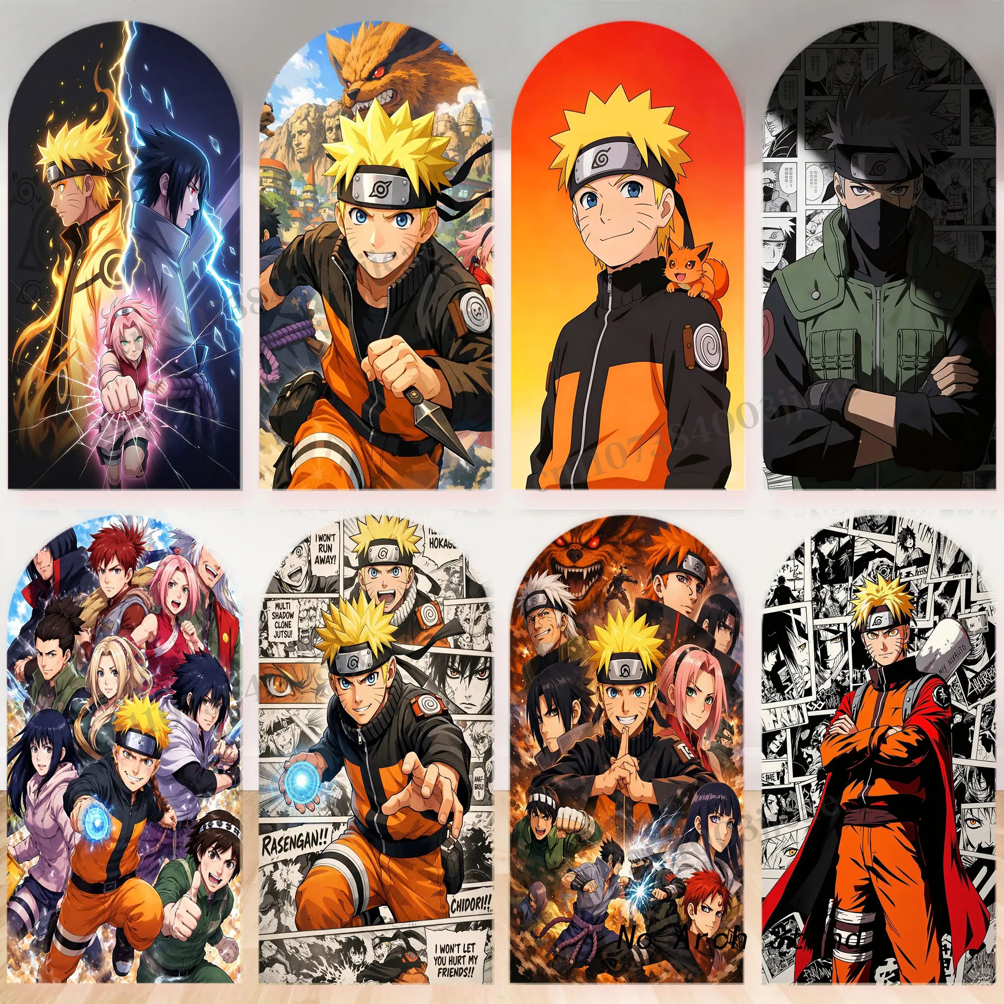 

Naruto Arch Backdrop Cover For Boys Birthday Party Uzumaki Haruno Sakura Itachi Uchiha Spandex Elastic Decor Background Poster