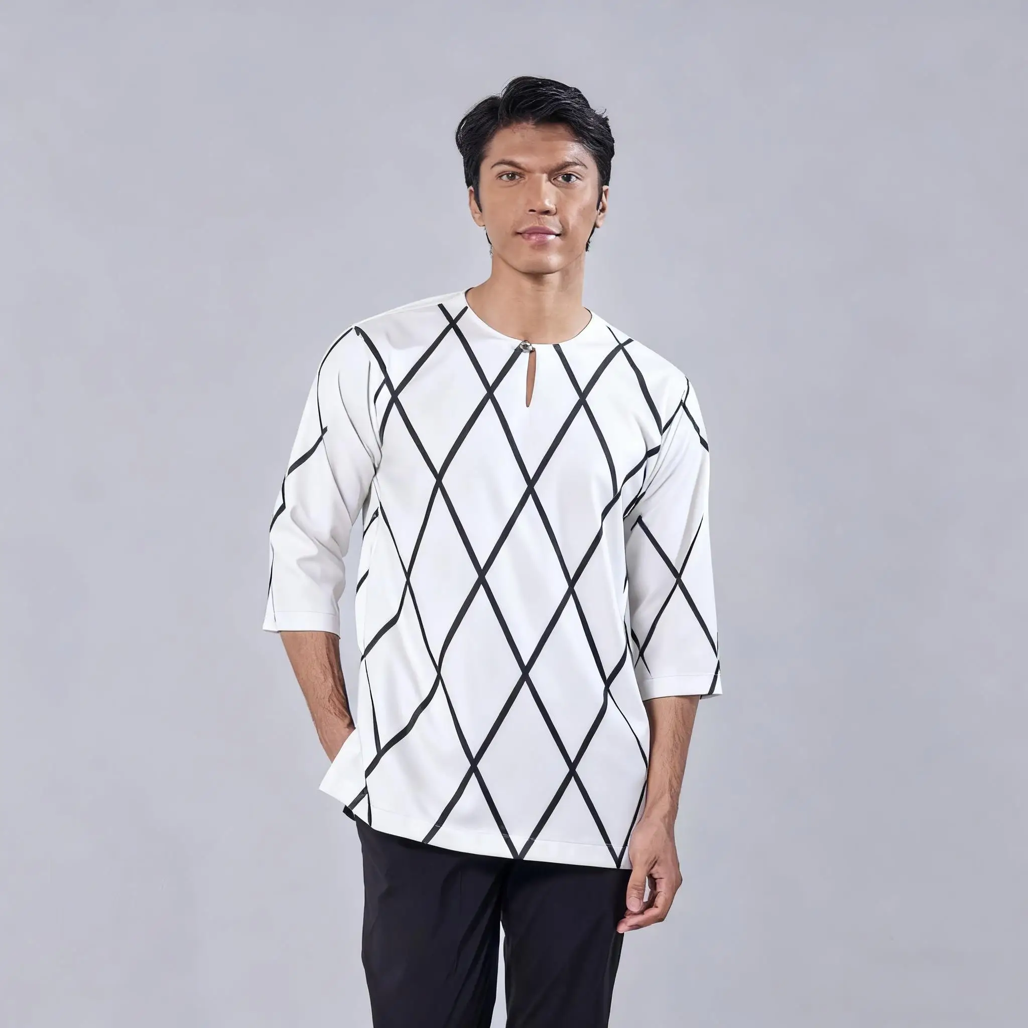 الرجال المسلمات الإسلامية العربية عباية قصيرة الأكمام تي شيرت العرقية طباعة الوقوف طوق الشباب 2026 معطف فاخر ملابس عصرية غير رسمية