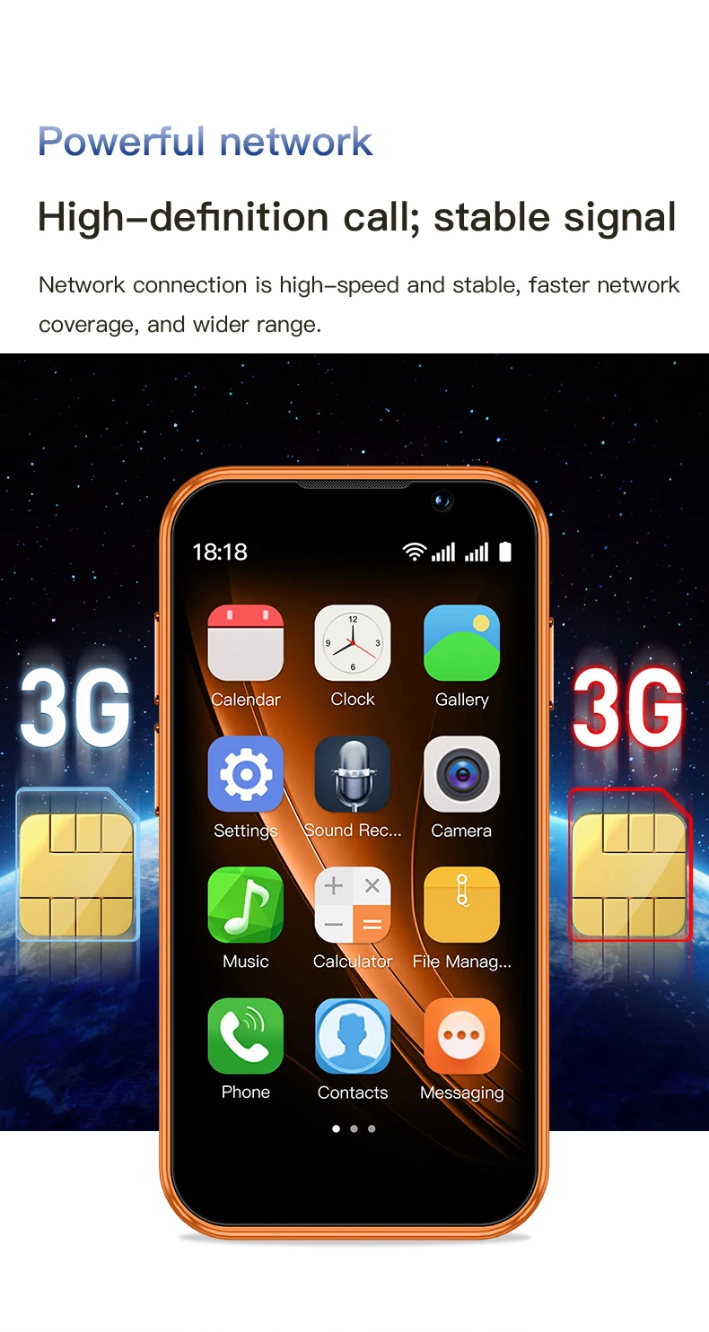 2026 SERVO 3G Super Mini Smartphone Android 9.0 OS 2GB+16GB WiFi Hotspot Play Store Face ID 3.0" Pocket Smart Phone 2SIM Standby