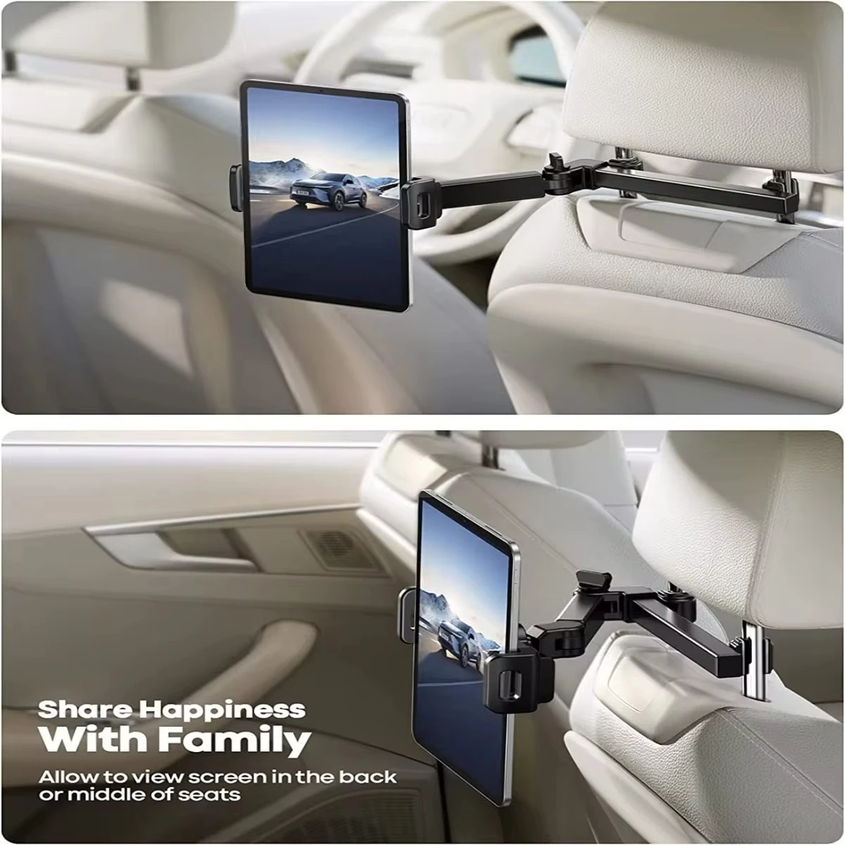 Car Tablet Holder, Headrest Tablet Mount Headrest Stand Cradle Compatible With Devices For IPad Air Mini, Other 4.7-12.9