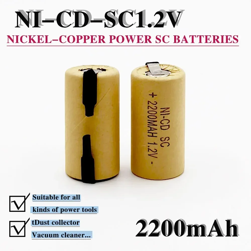 1-20pcs Screwdriver Drill SC Battery 1.2V 2200mah SubC Nickel Cadmium Rechargeable Battery with Label Power Tools Nickel Battery