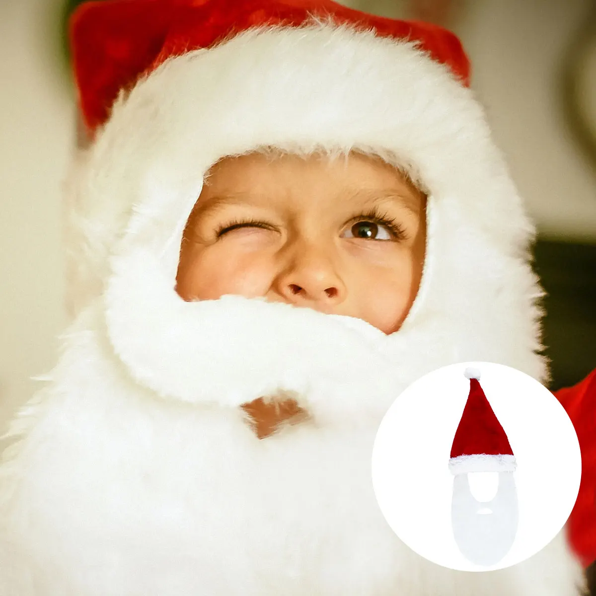 

Elderly Man Comfortable Wear Santa Claus Beard Christmas Party Costume Hats Accessories Portable Cloth Cap