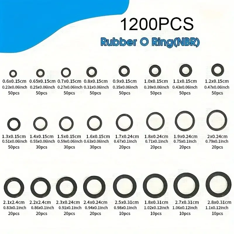 1200 Pieces O-Ring Seal Repair Kit Rubber Ring for Pipes Valves Faucets - Durable Gaskets Repair Box for Maintenance And Fixing