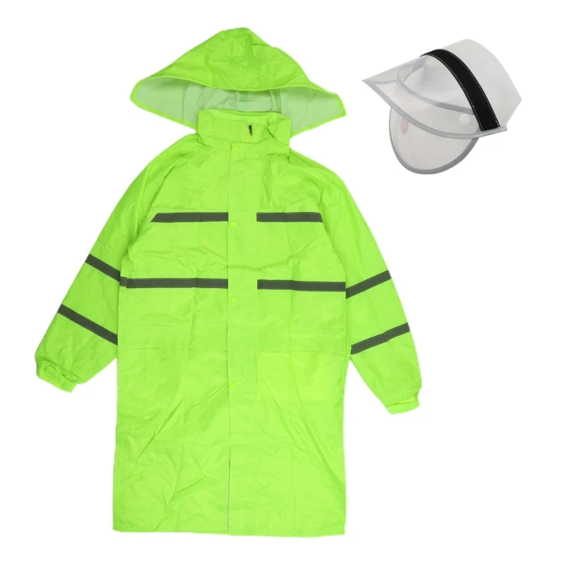 Chaqueta impermeable, ropa trabajo visibilidad, capucha oculta seguridad, capucha fluorescente intermitente, larga