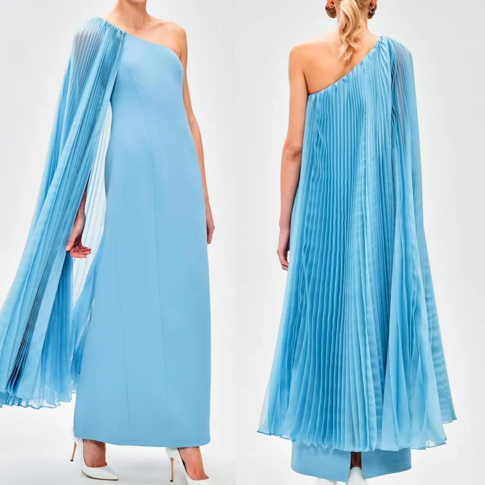 Jersey Draped Beach A-line One-shoulder Bespoke Occasion Gown Midi Dresses