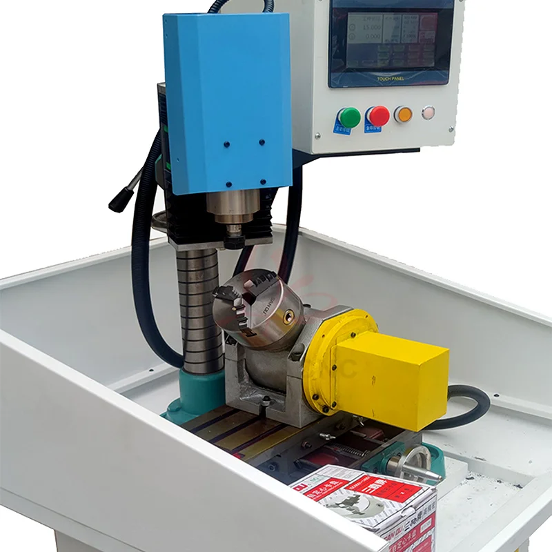 VFD Spindle Servo Universal Indexing Drilling Machine 2200W with Cross Slide Table and Base Air-cooled 0.5-6mm for Metal Steel