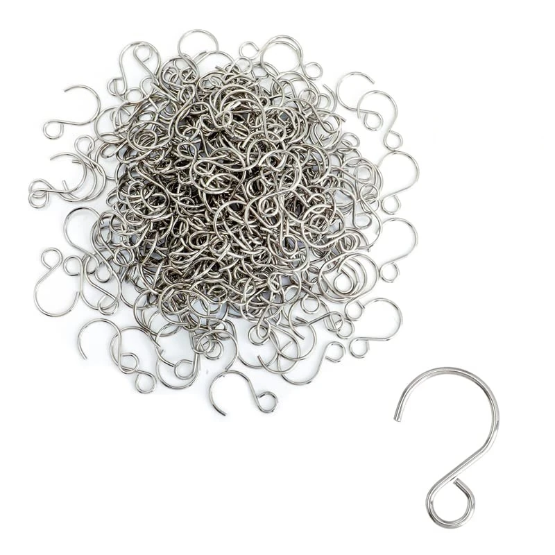 

300 упаковок хрустальных бусин для штор S-образные крючки 21 мм мини-проволока из нержавеющей стали DIY ювелирные аксессуары крошечные крючки для орнаментов