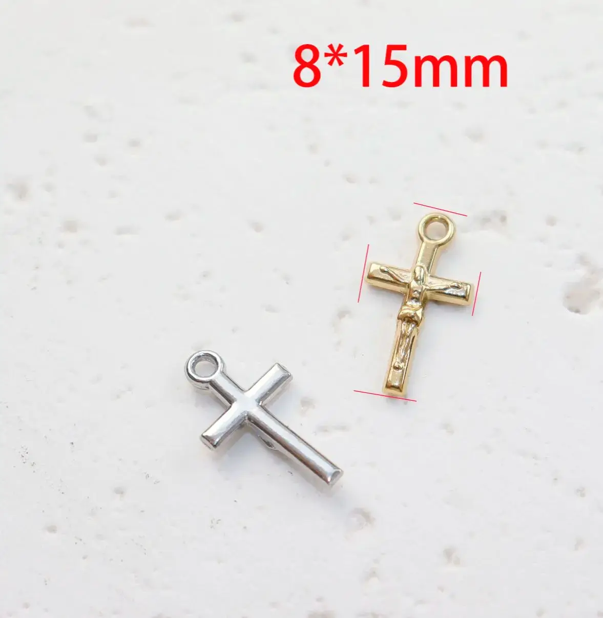 5pcs  Stainless Steel Cross Fashion Jewelry Accessory Charms DIY Handcraft Vacuum Plate Waterproof Antiallergic