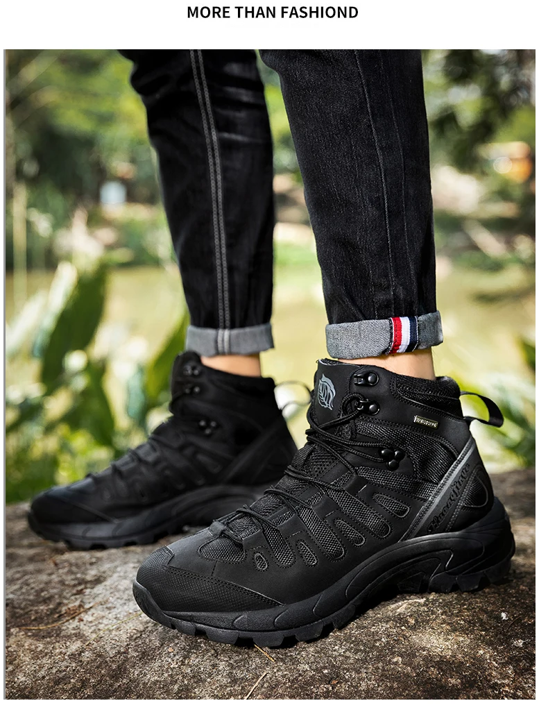 Taktische Herrenstiefel, wasserdichte Outdoor-Arbeits- und Jagdstiefel, ultraleichte, schnelltrocknende, rutschfeste Camping- und Armee-Stiefel mit Schnürung. – Detail 17