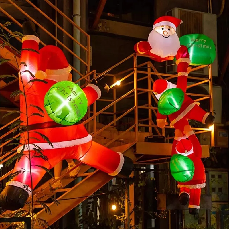 

2 м подвесной воздушный шар Санта-Клауса Рождественская надувная модель Негабаритный рождественский шар Настенный скалолазание Модель Санта-Клауса Рождественский декор