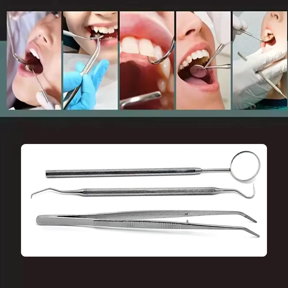 

3Pcs Dental Hygiene Tool Kit for Teeth Cleaning Tartar Scraper Scaler Plaque and Calculus Remover Oral Care Instruments