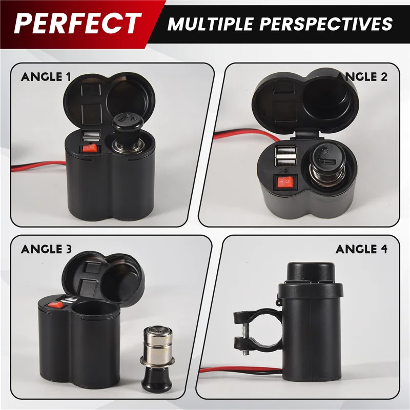 

L39A-Motorcycle USB Phone 12V Cigar Lighter Socket Dual USB Motorcycle Lighter Socket Waterproof