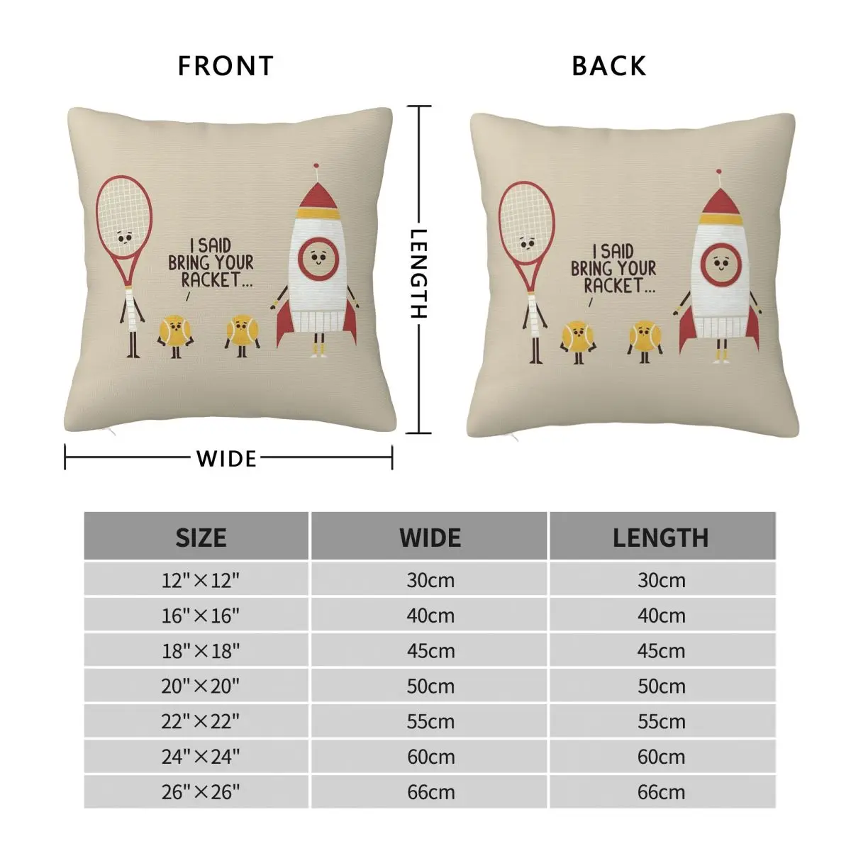 Bring Your Racket Tennis Pillowcase Polyester Linen Velvet Printed Zip Decor Bed Cushion Cover Wholesale 45x45